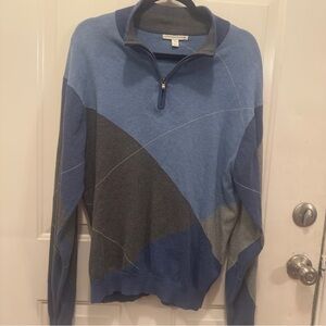 Cutter & Buck Men's Zip-Up Sweater in Blue and Gray